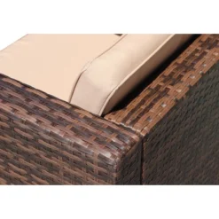 4pc Wicker Patio Sectional Seating Set With Cushions - Natural - GODEER -Garden Furniture Discounts GUEST d382d1e0 cc19 461c 83b2 425f67c02f37