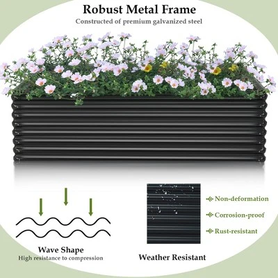Costway 2 PCS Galvanized Raised Garden Bed Outdoor Planter Box Firewood Rack Log Holder 7 Costway 2 PCS Galvanized Raised Garden Bed Outdoor Planter Box Firewood Rack Log Holder - Image 5