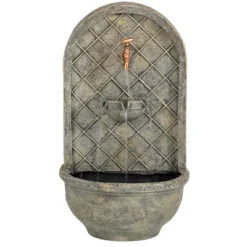 Sunnydaze Decor Sunnydaze 26"H Solar Polystone Messina Outdoor Wall-Mount Water Fountain -Garden Furniture Discounts GUEST d58b023b fbe9 4124 a001 f7e4560f53ee