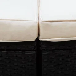 6pc Wicker Round Outdoor Sectional Set With Cushions - Black/Beige - GODEER -Garden Furniture Discounts GUEST d6a48e29 614b 479c b77c a15425664103