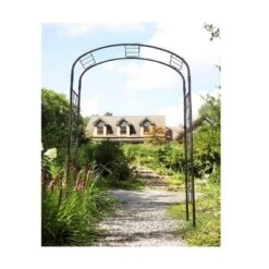 Achla Designs 100" Elegant Handcrafted Monet Iron Garden Arbor Graphite Powder Coated Finish