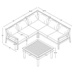 Linon 4pc Melita Acacia Sectional & Coffee Table Beige -Garden Furniture Discounts GUEST d7cdce4f 4194 4d55 ab8f dbc97848fedd