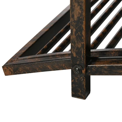 Outsunny 3.4FT Metal Arch Zen Garden Bridge With Safety Siderails, Decorative Footbridge, Delicate Floral Scrollwork For Stream, Fish Pond, Brown 7 Outsunny 3.4FT Metal Arch Zen Garden Bridge With Safety Siderails, Decorative Footbridge, Delicate Floral Scrollwork For Stream, Fish Pond, Brown - Image 5