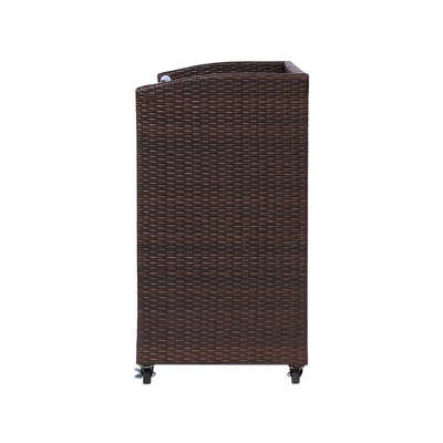 Teamson Home 39.5" Veronica Rolling Outdoor PE Rattan Bar Cart With Storage, Brown 8 Teamson Home 39.5" Veronica Rolling Outdoor PE Rattan Bar Cart With Storage, Brown - Image 6