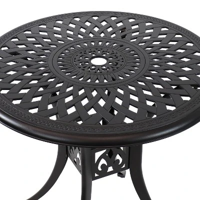 Sunnydaze Decor Sunnydaze 30.75" Round Sigonella Cast Aluminum Outdoor Patio Table, Black 4 Sunnydaze Decor Sunnydaze 30.75" Round Sigonella Cast Aluminum Outdoor Patio Table, Black - Image 2