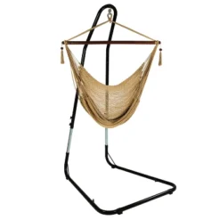 Sunnydaze Decor Sunnydaze Caribbean Style Extra Large Hanging Rope Hammock Chair Swing With Stand - 300 Lb Weight Capacity -Garden Furniture Discounts GUEST da99efd4 3428 4898 9218 98cb18c7da36