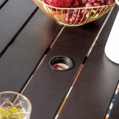 Outdoor Steel Rectangle Dining Table With 1.77" Umbrella Hole - Captiva Designs -Garden Furniture Discounts GUEST dab3de60 7f89 4ada bf5c dfd994db05b7