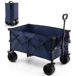 Costway Folding Collapsible Wagon Utility Garden Cart W/ Wide Wheels Adjustable Handle -Garden Furniture Discounts GUEST dab553d9 e6b6 489a a32e 04d3be923010