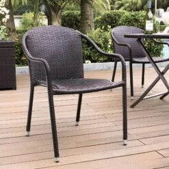 Palm Harbor 4pk Outdoor Wicker Stackable Chairs - Brown - Crosley -Garden Furniture Discounts GUEST db2ea0f9 b9e4 4adc 9d62 48519c5a3ab8