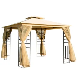 Outsunny 10' X 10' Outdoor Patio Gazebo Canopy With 2-Tier Polyester Roof, Mesh Netting Sidewalls, And Steel Frame 15 Outsunny 10' X 10' Outdoor Patio Gazebo Canopy With 2-Tier Polyester Roof, Mesh Netting Sidewalls, And Steel Frame -Garden Furniture Discounts GUEST db2ee21e b46c 44f0 938f 0da19ddb99e4