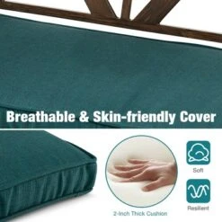 Costway Outdoor Garden Park Bench With Padded Cushion Wood Grain Coated Heavy Duty Frame -Garden Furniture Discounts GUEST db4886c7 b0c2 45de a84a 68e01014660f