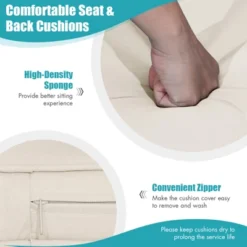 Tangkula Outdoor Porch Swing Bench, Patio Wicker Hanging Swing With Rustproof Chains & Comfortable Cushions Off White/Turquoise/Red/Black -Garden Furniture Discounts GUEST db8eab7b ef34 4cc3 81c9 bef9999bda7f