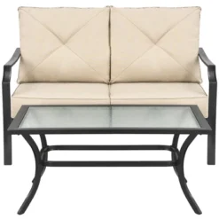 Costway 2 PCS Patio Loveseat With Coffee Table Outdoor Sofa Bench With Cushions -Garden Furniture Discounts GUEST dc205c1f eb61 4020 a26c 5f47e898cde3