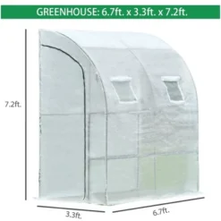 Aoodor 6.7ft. X 3.3ft. X 7.2ft. Outdoor Walk-in Greenhouse Lean To Portable Wall Two Doors -Garden Furniture Discounts GUEST dc7f28f5 533b 48bc b81a 80aeb5426f56