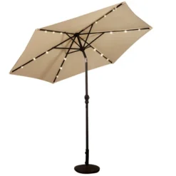 Costway 9FT Patio Solar Umbrella LED Patio Market Steel Tilt W/ Crank Outdoor -Garden Furniture Discounts GUEST dd33a30d e158 496c acc7 e36a3e718b46