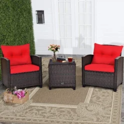 Costway 3PCS Patio Rattan Furniture Set Cushioned Conversation Set Sofa -Garden Furniture Discounts GUEST de230703 2447 458c 8290 fe3cf6dcadd0