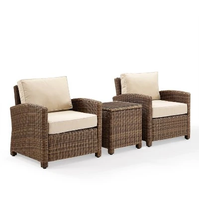 Bradenton 3pc Outdoor Wicker Seating Set With Two Chairs & Side Table Sand - Crosley 6 Bradenton 3pc Outdoor Wicker Seating Set With Two Chairs & Side Table Sand - Crosley - Image 4
