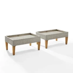 Capella 2pk Outdoor Wicker Ottomans - Gray - Crosley -Garden Furniture Discounts GUEST df18fc32 c3bb 4a15 9eca 724a9a42305f