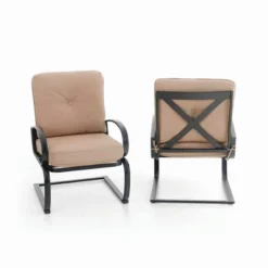 7pc Patio Dining Set With Rectangle Table With 2.6" Umbrella Hole & C-Spring Padded Arm Chairs - Captiva Designs -Garden Furniture Discounts GUEST dfef006c ae83 4a27 99f0 b31b7eeaae57