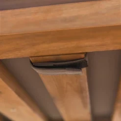 Galia 2pc Square Leg Acacia Wood Chair And Ottoman With Cushions - Brown - Saracina Home -Garden Furniture Discounts GUEST e0498508 3588 42e3 a60d dcaac42702f2