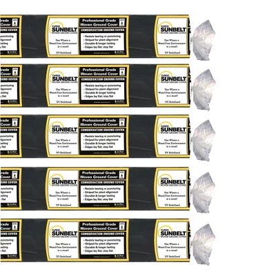 DeWitt Sunbelt 3' Wide Weed Barrier Landscape Fabric Ground Cover, 300' (5 Pack) 3 DeWitt Sunbelt 3' Wide Weed Barrier Landscape Fabric Ground Cover, 300' (5 Pack)