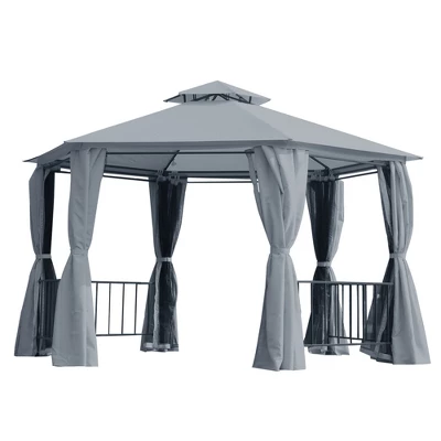Outsunny 13' X 13' Outdoor Patio Gazebo Canopy Pavilion With Removable Mesh Netting, Curtains, Double Tiered Roof, UV Protection & Large Floor Space 10 Outsunny 13' X 13' Outdoor Patio Gazebo Canopy Pavilion With Removable Mesh Netting, Curtains, Double Tiered Roof, UV Protection & Large Floor Space - Image 8