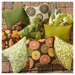 Set Of 2 Palm Leaves Multi Outdoor Square Throw Pillows - Kensington Garden -Garden Furniture Discounts GUEST e262617e bd97 4766 ba02 e60c762227e9