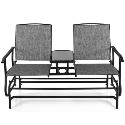 Tangkula Patio Loveseat Rocking 2 Person Outdoor Double Glider Chair With Center Table 11 Tangkula Patio Loveseat Rocking 2 Person Outdoor Double Glider Chair With Center Table - Image 9