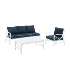 Kaplan 3pc Outdoor Sofa Set With Sofa & Arm Chair With Coffee Table - Navy - Crosley -Garden Furniture Discounts GUEST e2c63d55 029e 4ad2 bcb5 8dab93c31160