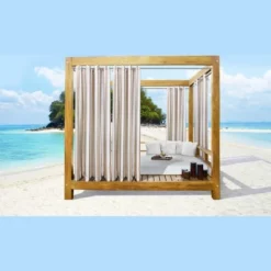 Commonwealth Seascapes Stripes Light Filtering Satiny Look Provide Privacy Grommet Outdoor Panel Pair Linen -Garden Furniture Discounts GUEST e2ec9af7 21da 4c59 aad8 1673bbaae650
