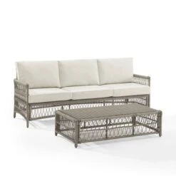 2pc Thatcher Outdoor Steel Conversation Set Creme/Driftwood - Crosley -Garden Furniture Discounts GUEST e35913e8 8278 481a a97b 376825e25e0f