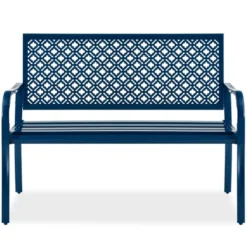 Best Choice Products Indoor Outdoor Steel Garden Bench W/ Geometric Backrest, Foot Levelers -Garden Furniture Discounts GUEST e4b50d43 627b 4551 91f6 e9232ae639c5