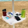 Sunnydaze Decor Sunnydaze Outdoor Drink And Snack Table With Tray Slots And 4 Cup Holders For Beach Umbrella Poles - White -Garden Furniture Discounts GUEST e52df0f1 27f4 4a5d bbb2 7de7c612238f