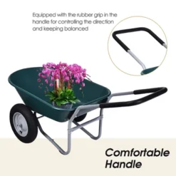 Costway 2 Tire Wheelbarrow Cart Heavy-duty Dolly Utility Cart Green -Garden Furniture Discounts GUEST e549bd36 0d10 4dde 9fe2 d980c4288139