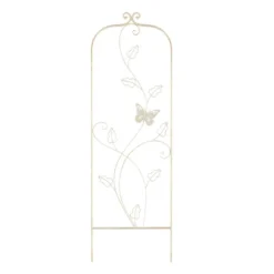 Garden Trellis-For Climbing Plants- 46-Inch White Decorative Leafy Vine & Butterfly Metal Panel-For Roses, Vegetable Plants & Flowers By Pure Garden -Garden Furniture Discounts GUEST e5ad1fd6 0993 494d b7f2 3600f6ce26f9