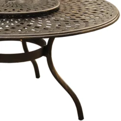 59" Contemporary Modern Mesh Lattice Aluminum Round Dining Table With Lazy Susan - Bronze - Oakland Living -Garden Furniture Discounts GUEST e5f94eb0 ca0f 4168 a3a2 e48e391011d1