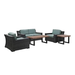 Beaufort 5pc Outdoor Wicker Conversation Set - Mist - Crosley -Garden Furniture Discounts GUEST e61301e8 236a 44cc bb16 e388697c91fb
