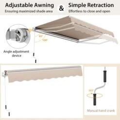 Costway Retractable Patio Awning Aluminum Deck Sunshade Shelter Outdoor Beige -Garden Furniture Discounts GUEST e722ad3e 2372 426a 89a5 0f1a24990ec8