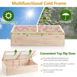 Costway Wooden Cold Frame Greenhouse Flower Planter Raised Plants Bed Protection -Garden Furniture Discounts GUEST e82f2f28 8006 4243 bab5 ae84c22507d1