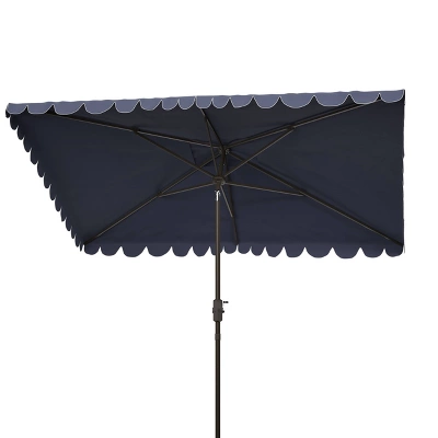 9.8' X 6.6' Rectangular Venice Crank Umbrella Navy/White - Safavieh 4 9.8' X 6.6' Rectangular Venice Crank Umbrella Navy/White - Safavieh - Image 2