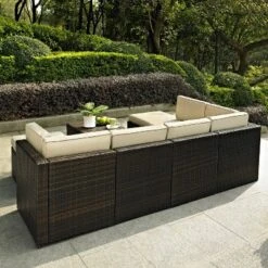 Palm Harbor 8pc All-Weather Wicker Patio Seating Set - Sand - Crosley -Garden Furniture Discounts GUEST e895cd2e aec4 4300 8b31 70ed49937175