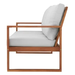 Grafton Eucalyptus 3 Seat Outdoor Bench With Cushions - Gray/Natural - Alaterre Furniture -Garden Furniture Discounts GUEST e8a040d1 03e7 4438 9beb 3f2298e82951