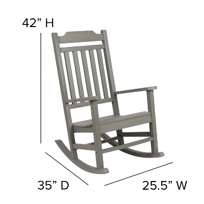 Flash Furniture Set Of 2 Winston All-Weather Faux Wood Rocking Chair 6 Flash Furniture Set Of 2 Winston All-Weather Faux Wood Rocking Chair - Image 4