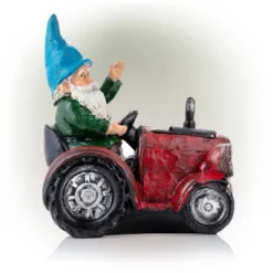 10" Polyresin Tractor Riding Gnome With LED Lights Red - Alpine Corporation -Garden Furniture Discounts GUEST e9ff1079 5313 4875 874c fdcfe99ed6e9