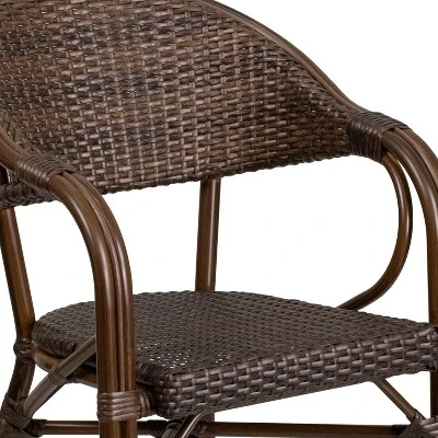 Merrick Lane Wicker Rattan Patio Chair With Curved Back And Aluminum Bamboo Frame 8 Merrick Lane Wicker Rattan Patio Chair With Curved Back And Aluminum Bamboo Frame - Image 6