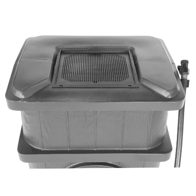 FCMP Outdoor WG4000-GRY Wood Grain Rain Barrel With Flat Back For Environmentally Friendly Watering Of Outdoor Plants, Gardens, And Landscapes, Gray 7 FCMP Outdoor WG4000-GRY Wood Grain Rain Barrel With Flat Back For Environmentally Friendly Watering Of Outdoor Plants, Gardens, And Landscapes, Gray - Image 5