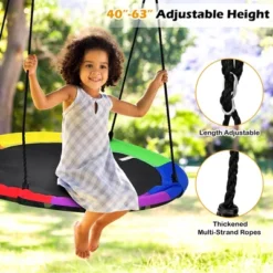 Costway 40'' Flying Saucer Tree Swing For Kids Round Tree Swing For Outdoor -Garden Furniture Discounts GUEST eac27319 ddad 49ff 957b 7efcae99ea18
