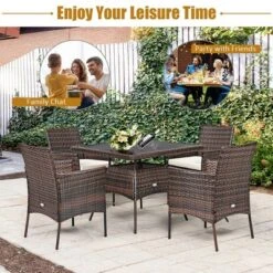 Costway 5PCS Patio Rattan Dining Furniture Set Armrest Sofa Chair Glass Table 13 Costway 5PCS Patio Rattan Dining Furniture Set Armrest Sofa Chair Glass Table -Garden Furniture Discounts GUEST eb63e6d6 6f2a 4caf 8b5a 3cce8c1ab02e