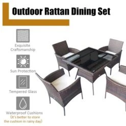 Costway 5PCS Patio Rattan Dining Furniture Set Armrest Sofa Chair Glass Table 14 Costway 5PCS Patio Rattan Dining Furniture Set Armrest Sofa Chair Glass Table -Garden Furniture Discounts GUEST ebfe9e53 a44a 4100 94df d037af76828c