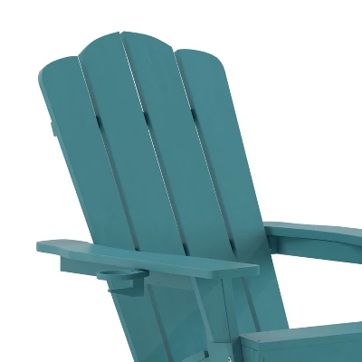 Merrick Lane Adirondack Chair With Cup Holder And Pull Out Ottoman, All-Weather HDPE Indoor/Outdoor Chair 9 Merrick Lane Adirondack Chair With Cup Holder And Pull Out Ottoman, All-Weather HDPE Indoor/Outdoor Chair - Image 7